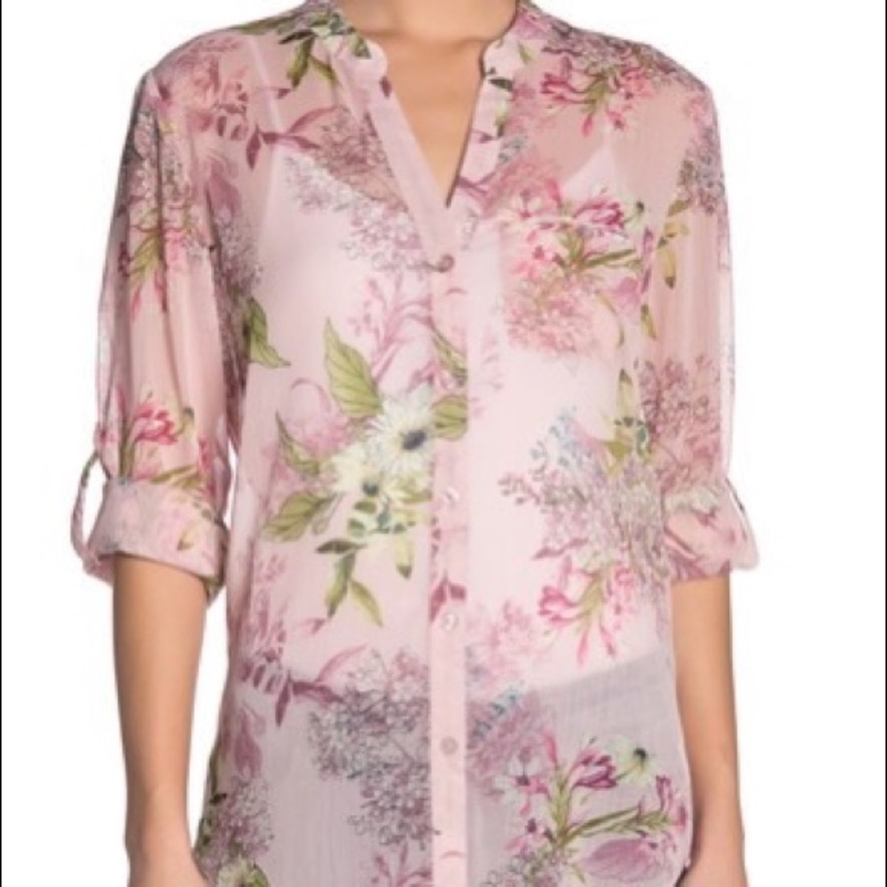 Kut from the Kloth- Pink Flower Blouse